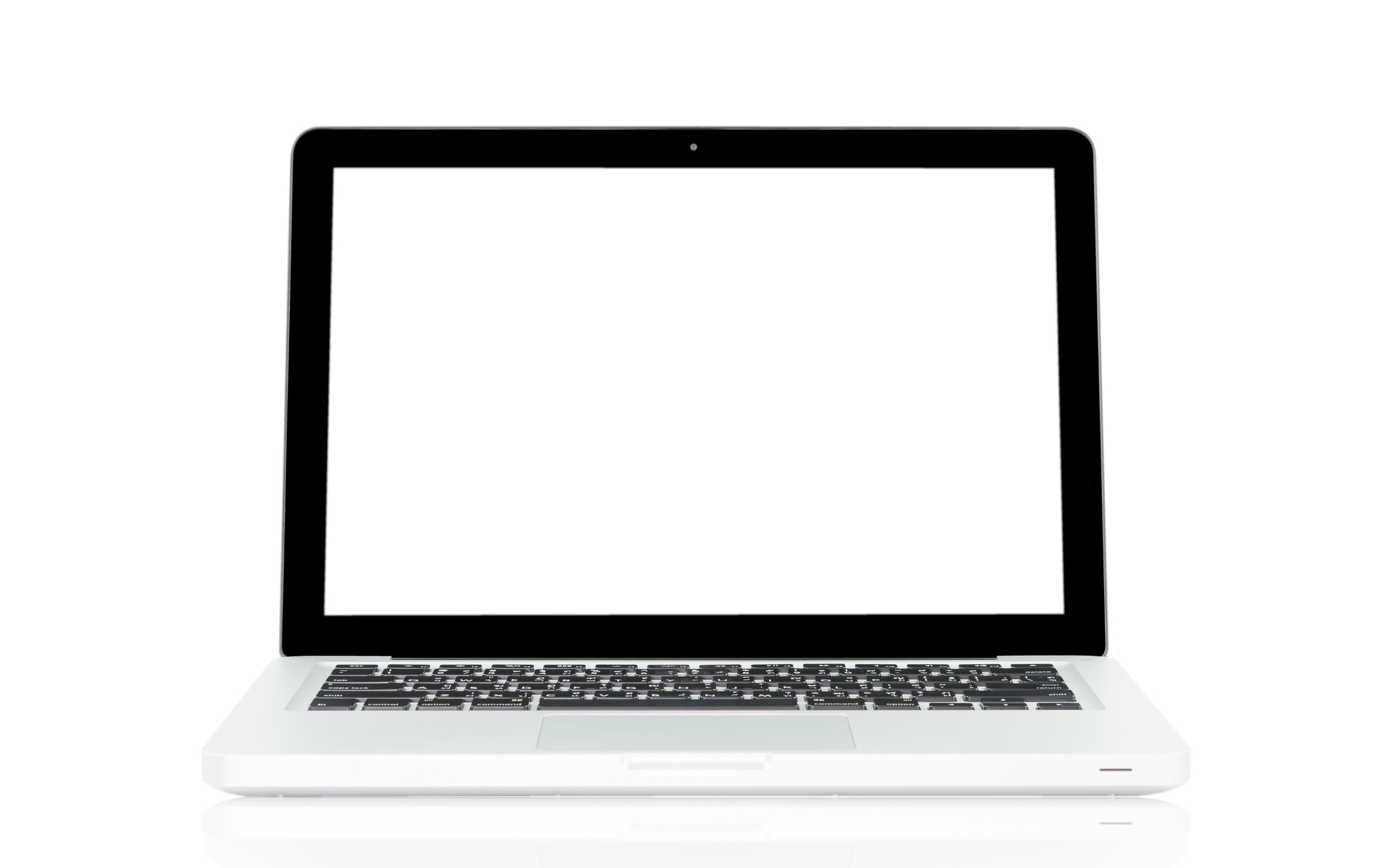 White Laptop with Blank Screen Isolated